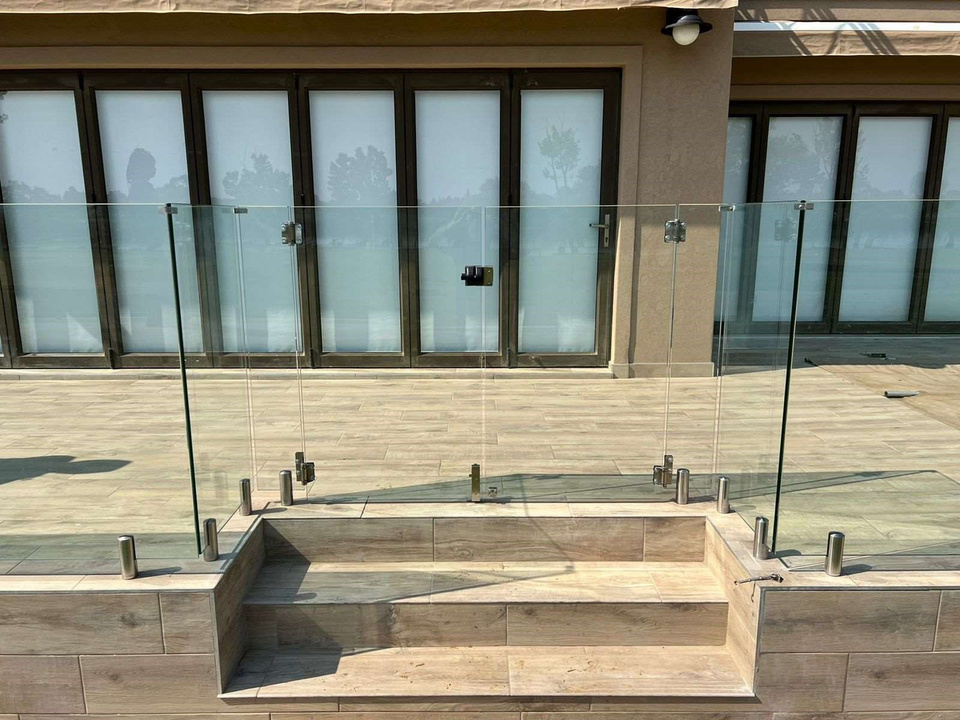 Club Milos Frameless Balustrading aluminium and glass installation